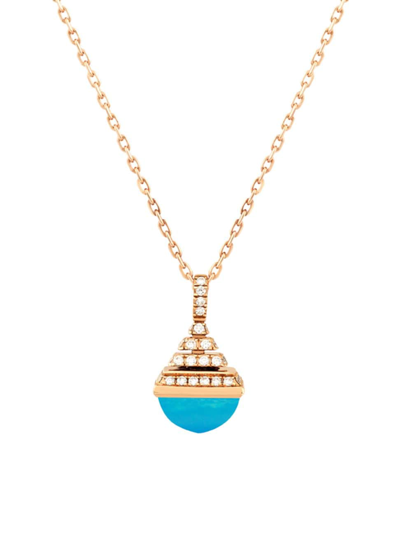 Shop Marli Women's Cleo By  18k Rose Gold, Blue Chalcedony & Diamond Pendant Necklace