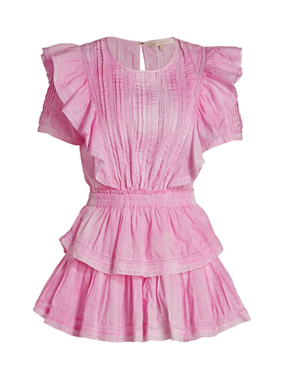Shop Loveshackfancy Women's Natasha Flounce Tiered Dress In Peony Pink