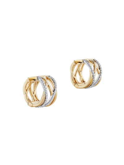 Shop Birks Women's Rosée Du Matin Small Two-tone 18k Gold & 0.35 Tcw Diamond Earrings