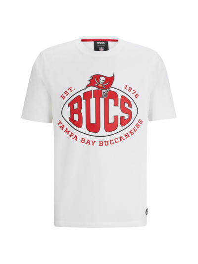 Shop Hugo Boss Men's Boss X Nfl Stretch-cotton T-shirt In Bucs Open White