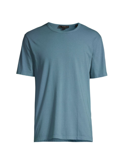Shop Vince Men's Garment-dyed Crewneck T-shirt In Washed High Sea