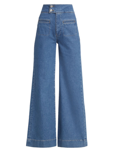 Shop Frame Women's Le Hardy Wide-leg Jeans In Deepwater