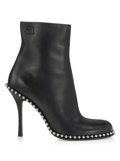 Shop Alexander Wang Women's Nova 105mm Bead-adorned Leather Ankle Boots In Black