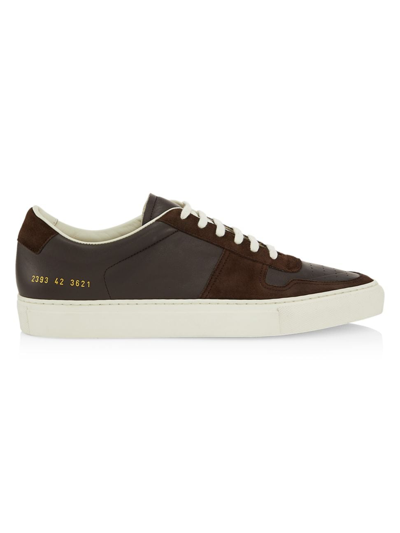 Shop Common Projects Men's Bball Leather Low-top Sneakers In Brown
