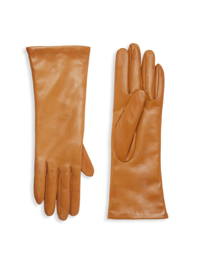Shop Saks Fifth Avenue Women's Collection Cashmere-lined Leather Gloves In Cognac