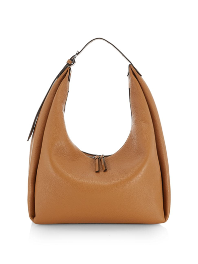 Shop Totême Women's Belt Hobo Leather Shoulder Bag In Tan Grain