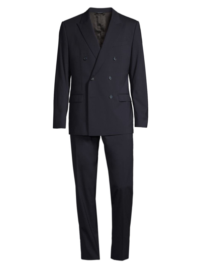 Shop Dolce & Gabbana Men's Double-breasted Stretch-wool Suit In Blu Scurissimo