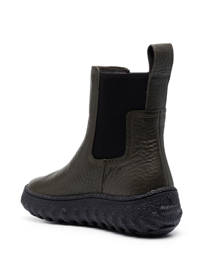 Camper Ground Grained-texture Leather Boots In Green