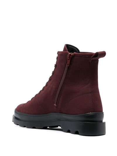 Camper Brutus Suede Lace-up Boots In Red