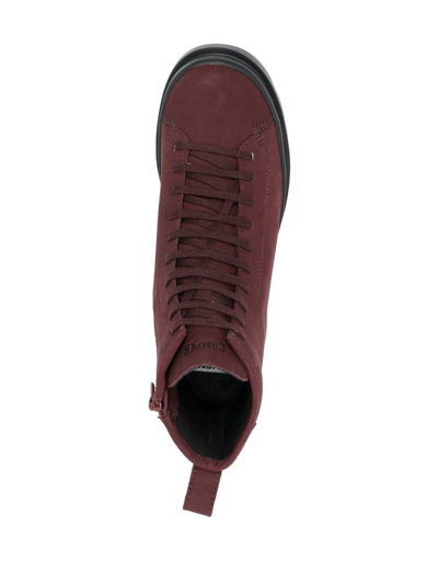 Camper Brutus Suede Lace-up Boots In Red