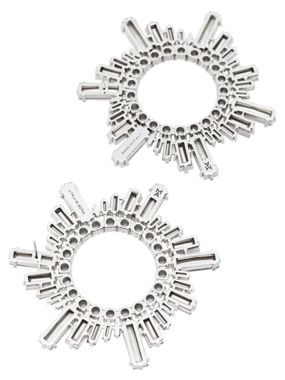 Shop Amina Muaddi Women Silver Begum Crystal-embellished Earrings