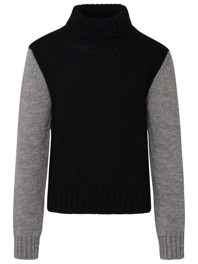 Shop Dolce & Gabbana Two-tone Alpaca Blend Turtleneck Sweater Man In Gray