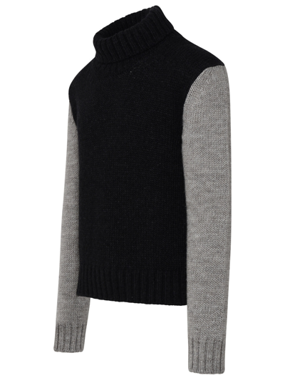 Shop Dolce & Gabbana Two-tone Alpaca Blend Turtleneck Sweater Man In Gray