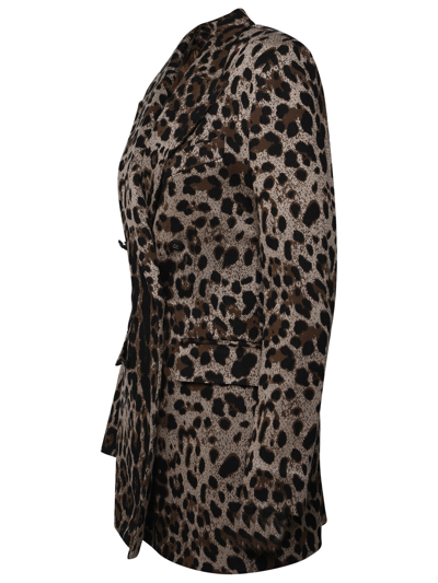 Shop Dolce & Gabbana Woman  Leopard Viscose Blazer In Brown