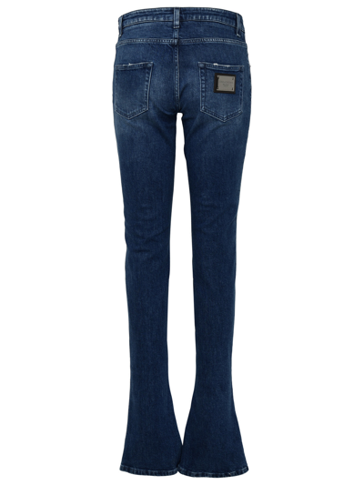 Dolce & Gabbana Dark Blue Cotton Blend Jeans In Blue