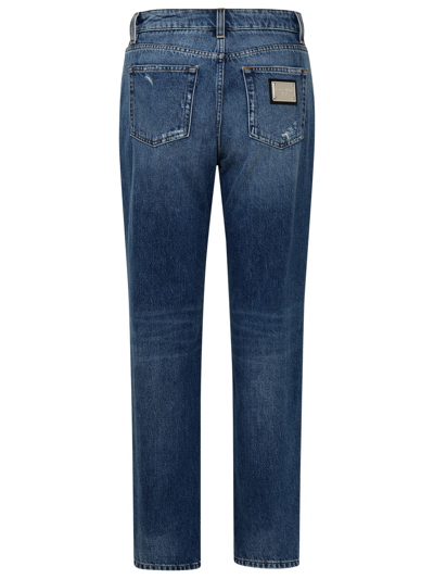 Shop Dolce & Gabbana Woman  Blue Cotton Jeans
