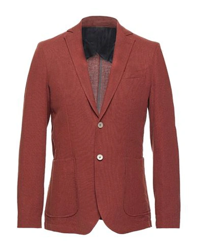 Shop Liu •jo Man Man Blazer Brick Red Size 38 Linen, Cotton
