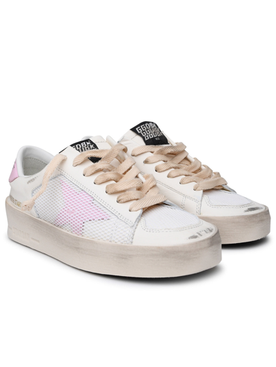 Shop Golden Goose Woman  Stand-up Sneakers In White Leather Blend