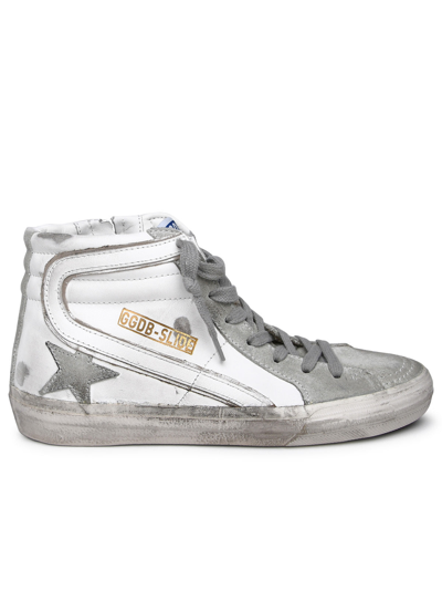Shop Golden Goose Woman  White Leather Slide Sneakers