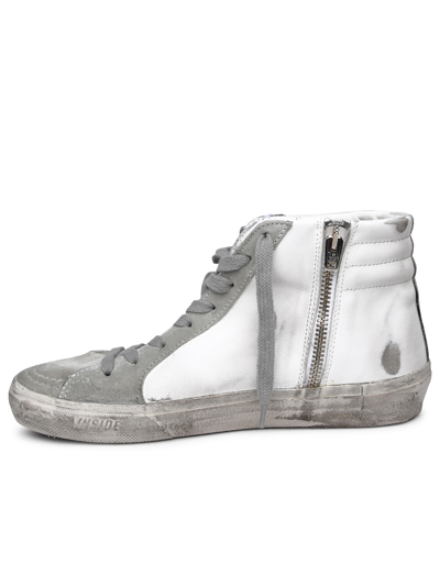 Shop Golden Goose Woman  White Leather Slide Sneakers