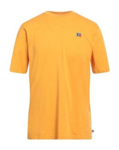 Shop Russell Athletic Man T-shirt Ocher Size Xl Cotton In Yellow