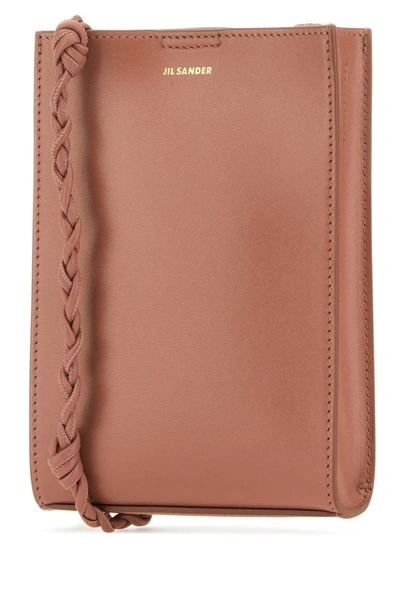 Shop Jil Sander Woman Dark Pink Leather Small Tangle Shoulder Bag