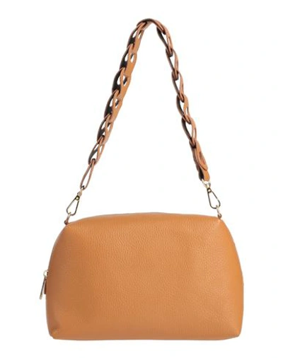 Shop My-best Bags Woman Shoulder Bag Camel Size - Soft Leather In Beige