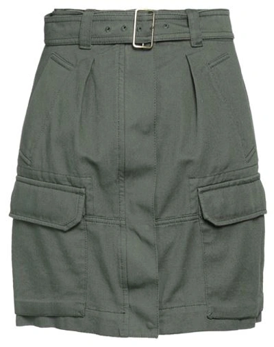 Shop Weekend Max Mara Woman Mini Skirt Military Green Size 38 Cotton