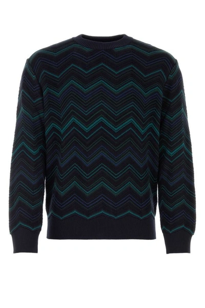 Shop Missoni Man Embroidered Cotton Blend Sweater In Multicolor