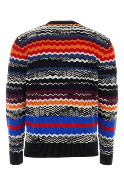 Shop Missoni Man Embroidered Stretch Wool Blend Sweater In Multicolor