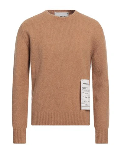 Shop Amaranto Man Sweater Camel Size Xl Wool, Cashmere, Nylon In Beige