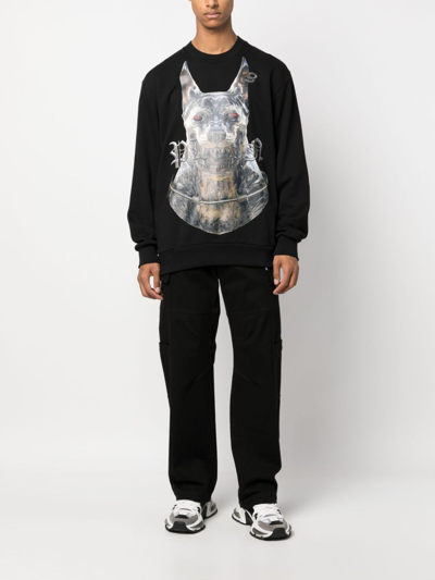 Shop Philipp Plein Dog-print Cotton Sweatshirt In Black