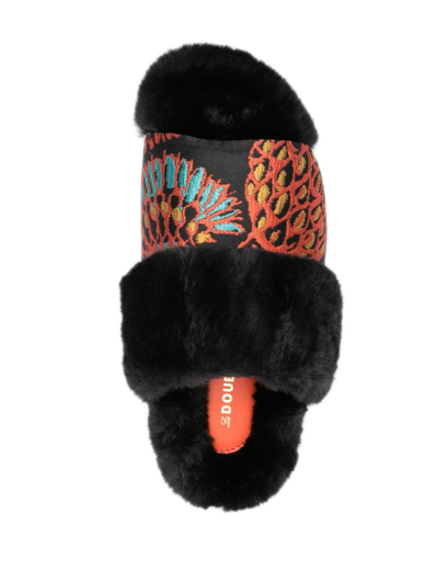 La Doublej Winter Jacquard Slides In Black