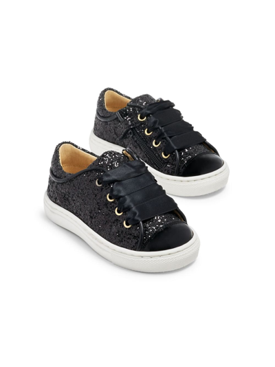 Andanines Glitter-embellished Low-top Sneakers In Black