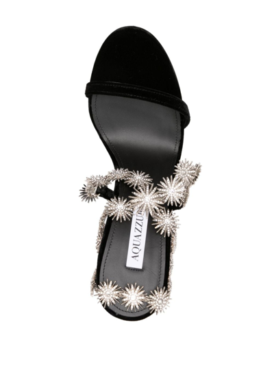 Shop Aquazzura Comet 110mm Crystal-embellished Sandals In Black