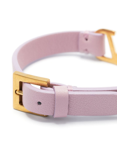 Shop Valentino Vlogo Signature Leather Bracelet In Pink