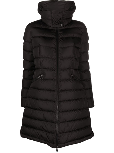 Shop Moncler Flammette Long Down Jacket In Black