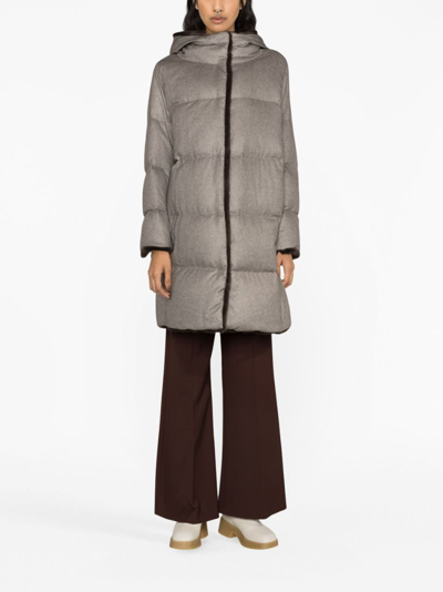 Shop Herno Faux Fur-lined Quilted Coat In Brown