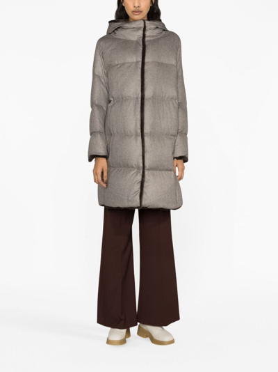 Herno Parka Cachemire Seta Con Faux Fur Coat In Brown