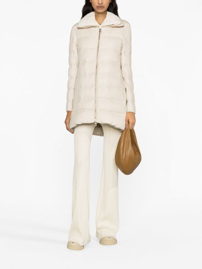 Herno Padded Zip-fastening Coat In Neutrals