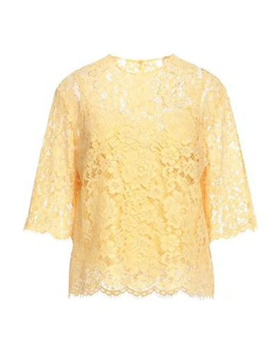 Shop Dolce & Gabbana Woman Top Ocher Size 6 Cotton, Viscose, Polyamide In Yellow