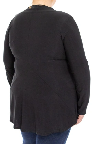 Shop Nina Leonard Godet Back Cardigan In Black