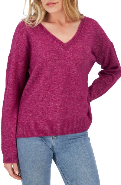Lucky Brand V-neck Pullover Sweater In Pink Combo