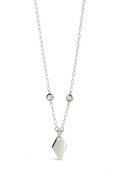 Sterling Forever Cz Louise Pendant Necklace In Silver