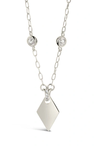 Sterling Forever Cz Louise Pendant Necklace In Silver