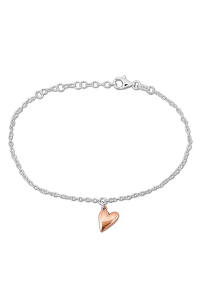 Shop Delmar Heart Charm Bracelet In Rose