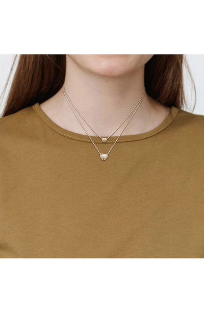 Shop Delmar Heart Charm Double Strand Necklace In Silver