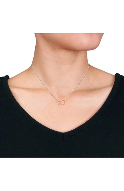 Shop Delmar Double Heart Necklace In Silver
