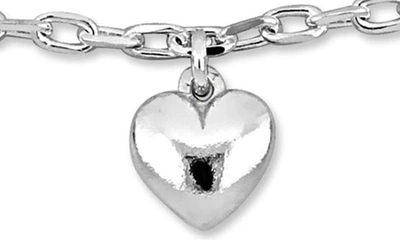 Delmar Sterling Silver Heart Charm Station Bracelet In Silver