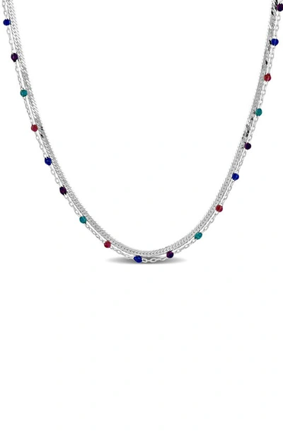 Shop Delmar Double Strand Necklace In Silver Multi-color